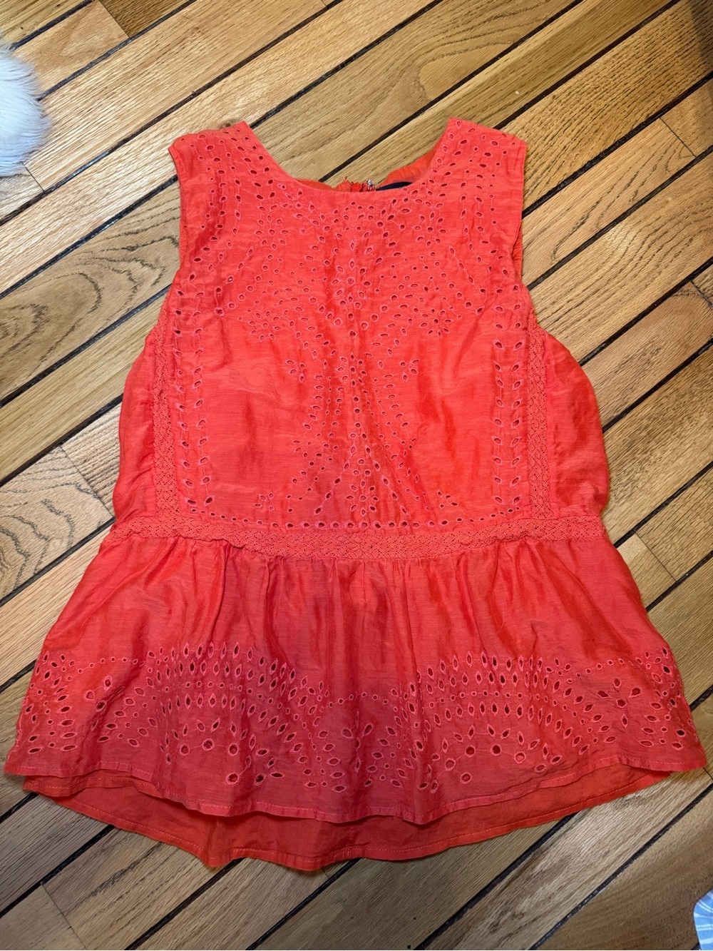 J. Crew Coral Eyelet Peplum Camisole